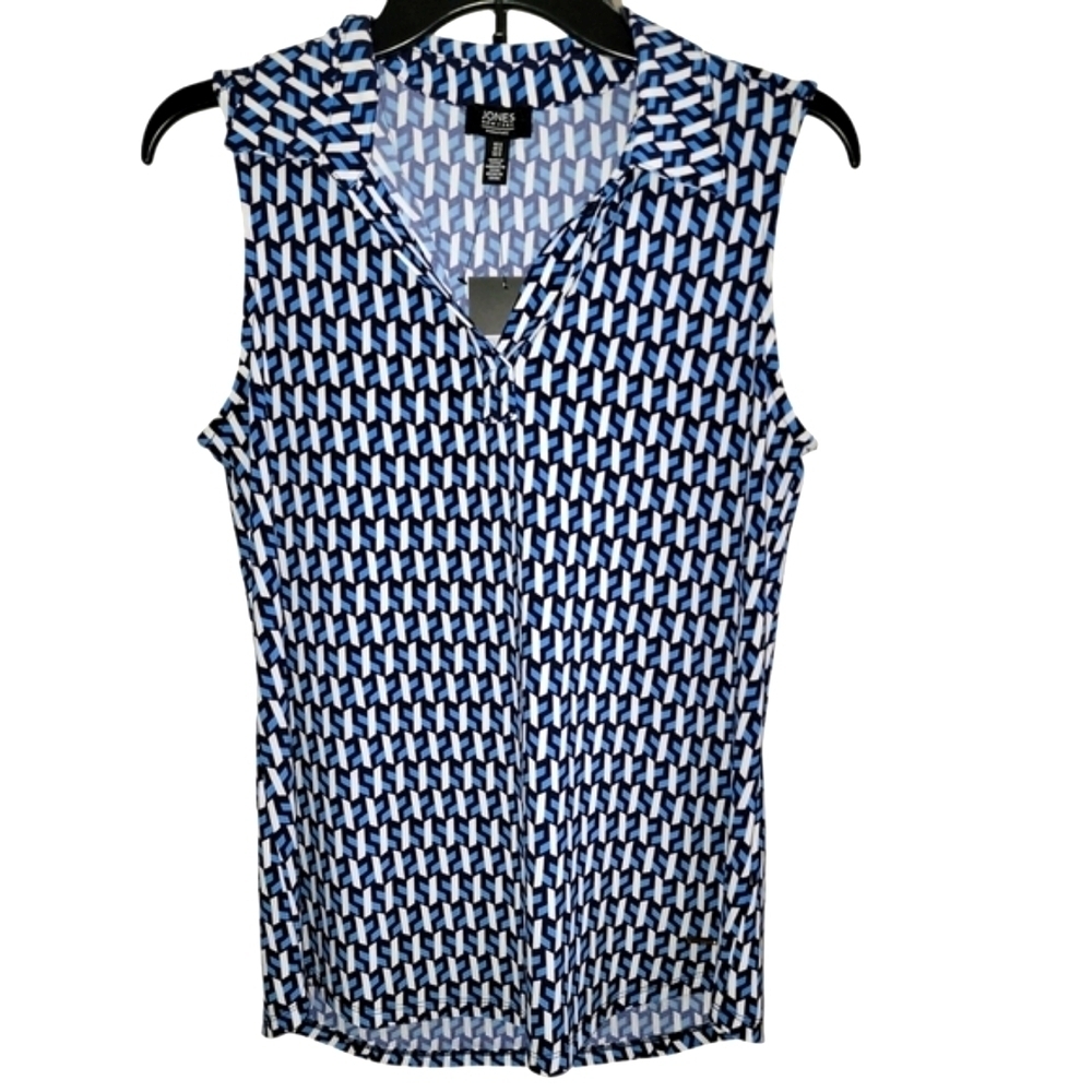Jones New York size small Blue and White Patterned Sleeveless Top New with tags